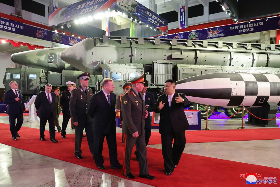 Respected Comrade Kim Jong Un Visits Weaponry Exhibition House with Sergei Shoigu