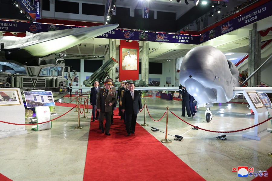 Respected Comrade Kim Jong Un Visits Weaponry Exhibition House with Sergei Shoigu