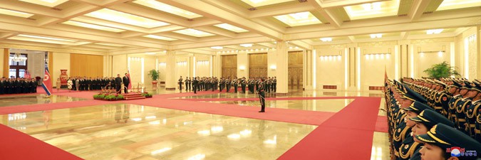 Ceremony Welcoming Kim Jong Un Held at China's Great Hall of People