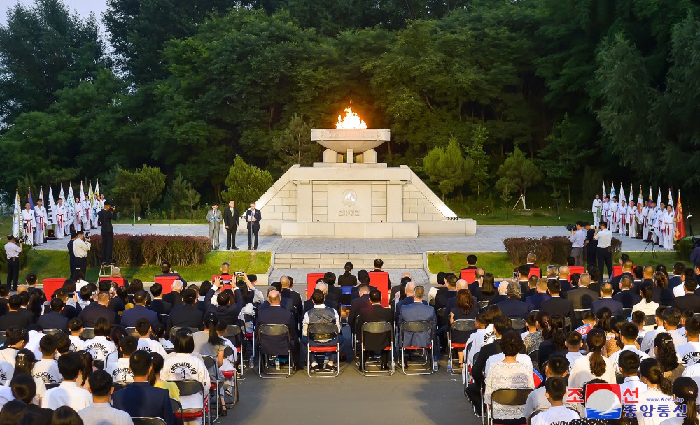 Ceremony of Lighting Fire for Int'l Martial Arts Games Held in Pyongyang