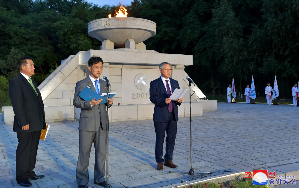 Ceremony of Lighting Fire for Int'l Martial Arts Games Held in Pyongyang