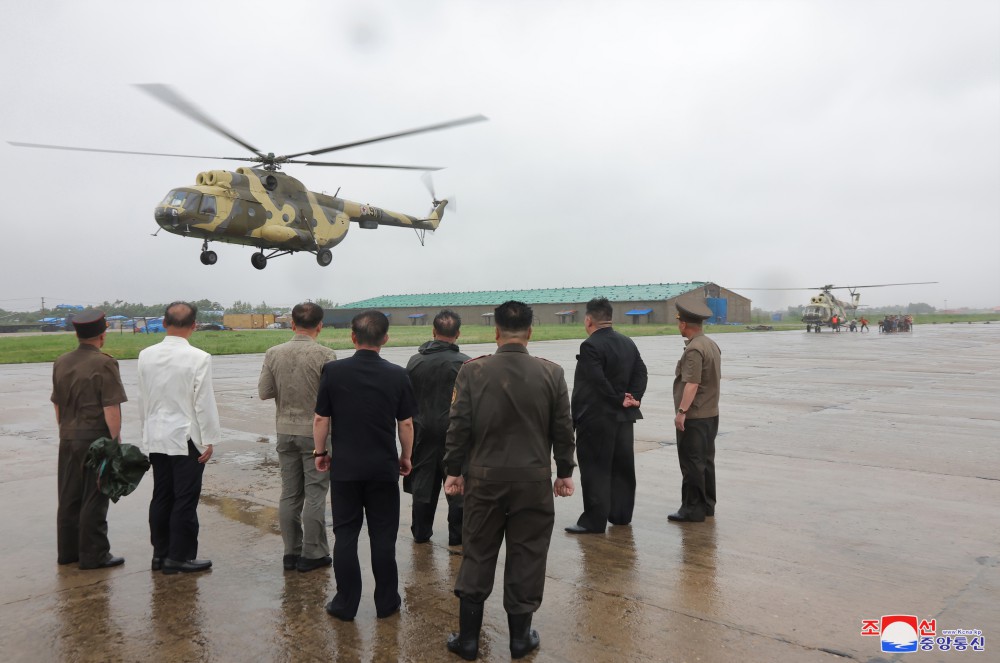 Respected Comrade Kim Jong Un Inspects Flood-hit Areas in City of Sinuiju and Uiju County of North Phyongan Province