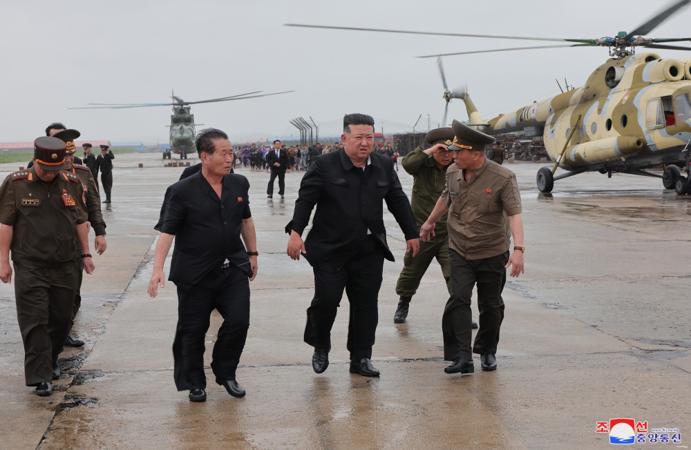 Respected Comrade Kim Jong Un Inspects Flood-hit Areas in City of Sinuiju and Uiju County of North Phyongan Province