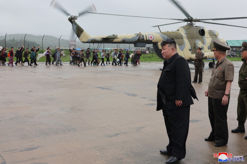 Respected Comrade Kim Jong Un Inspects Flood-hit Areas in City of Sinuiju and Uiju County of North Phyongan Province