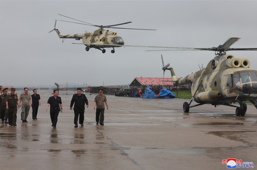 Respected Comrade Kim Jong Un Inspects Flood-hit Areas in City of Sinuiju and Uiju County of North Phyongan Province