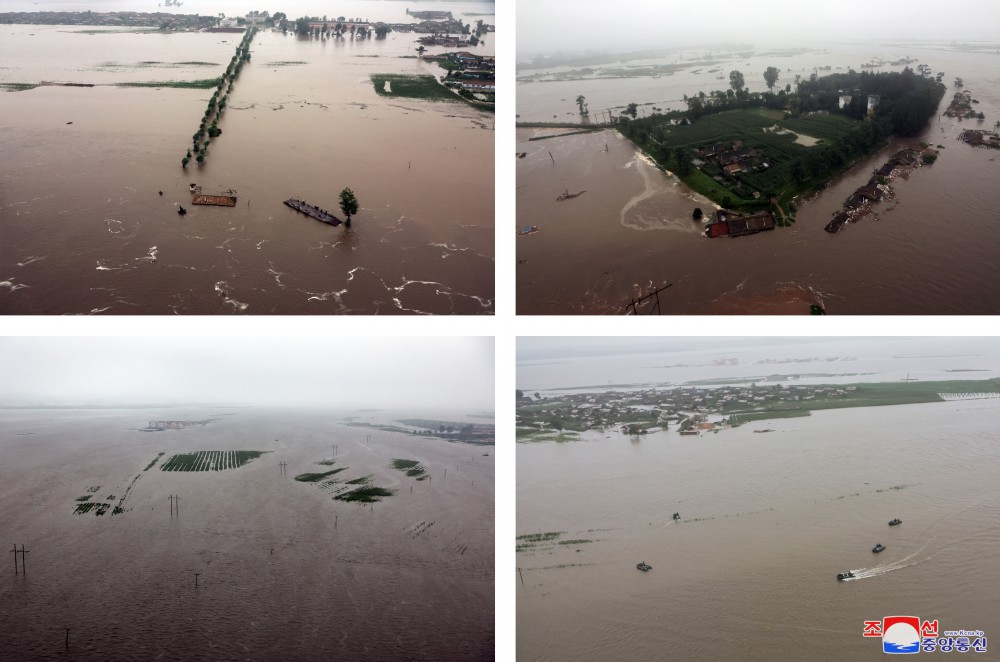 Respected Comrade Kim Jong Un Inspects Flood-hit Areas in City of Sinuiju and Uiju County of North Phyongan Province