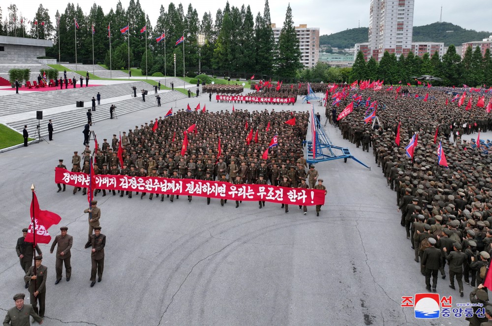 Ceremony of Paektusan Hero Youth Shock Brigade's Departure for Rehabilitation Sites in North Phyongan Province Takes Place