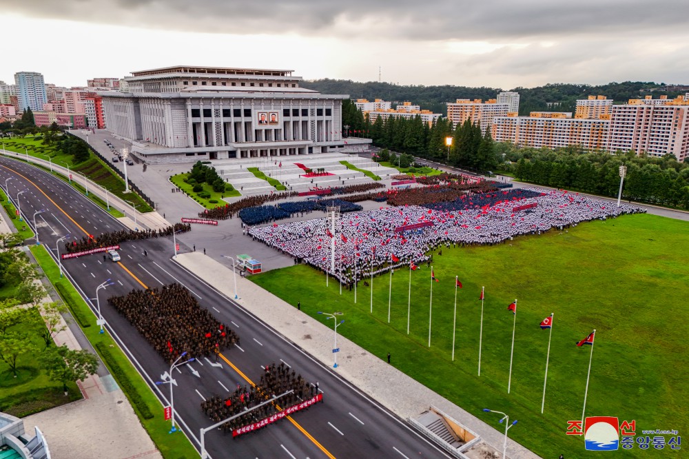 Ceremony of Paektusan Hero Youth Shock Brigade's Departure for Rehabilitation Sites in North Phyongan Province Takes Place