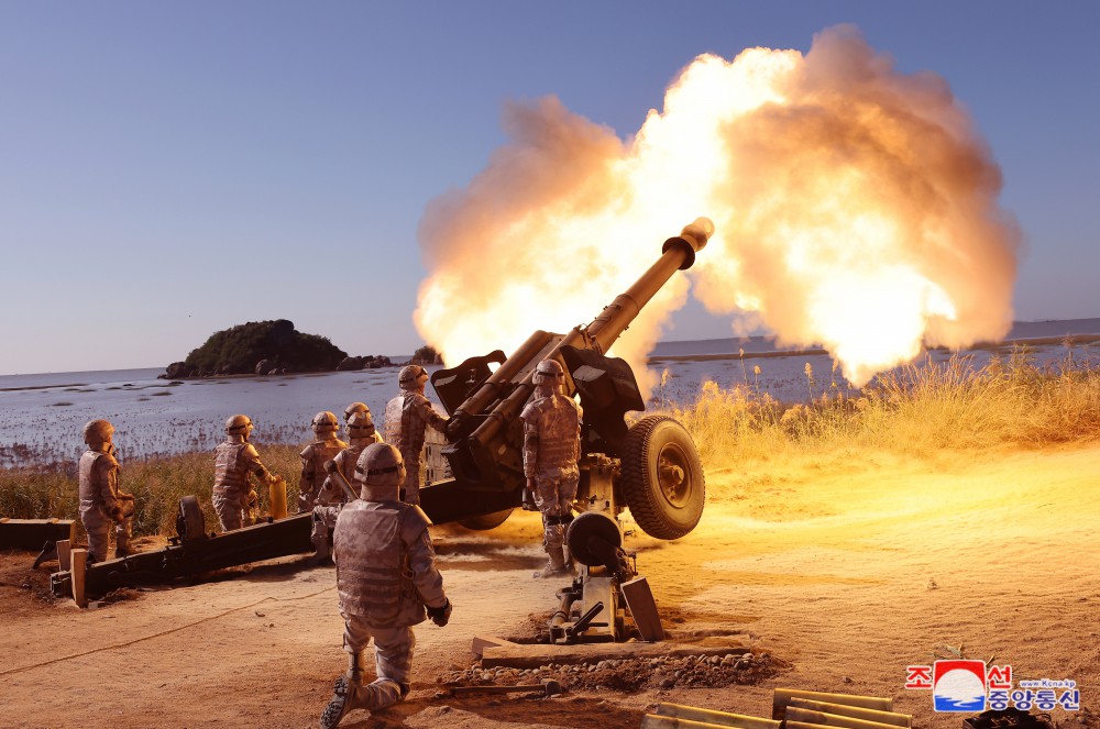 Respected Comrade Kim Jong Un Oversees Live Artillery Firing by Graduates of O Jin U Artillery Academy