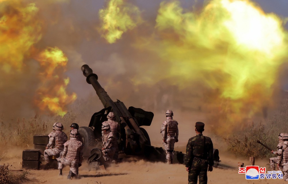 Respected Comrade Kim Jong Un Oversees Live Artillery Firing by Graduates of O Jin U Artillery Academy