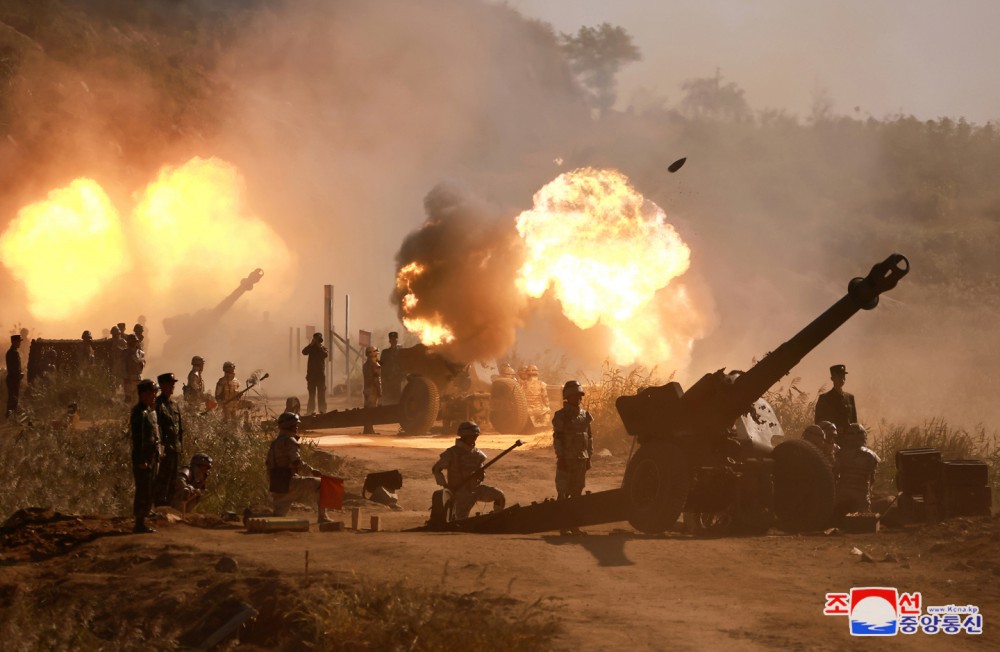 Respected Comrade Kim Jong Un Oversees Live Artillery Firing by Graduates of O Jin U Artillery Academy