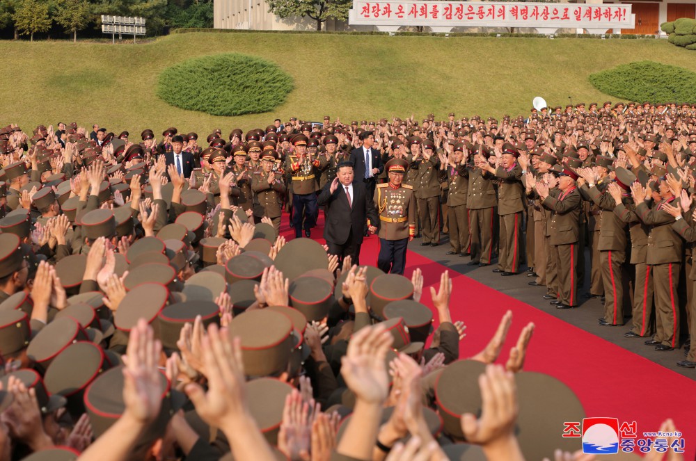 Respected Comrade Kim Jong Un Pays Congratulatory Visit to Kim Jong Un University of National Defence