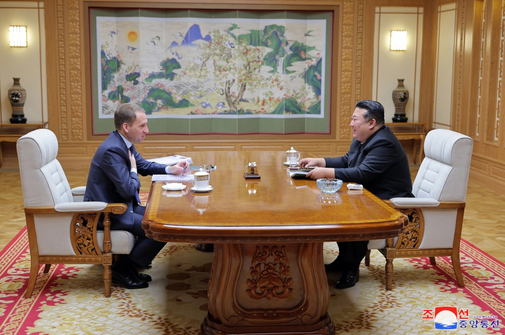 Respected Comrade Kim Jong Un Meets Minister of Natural Resources and Ecology of Russian Federation Alexandr Kozlov