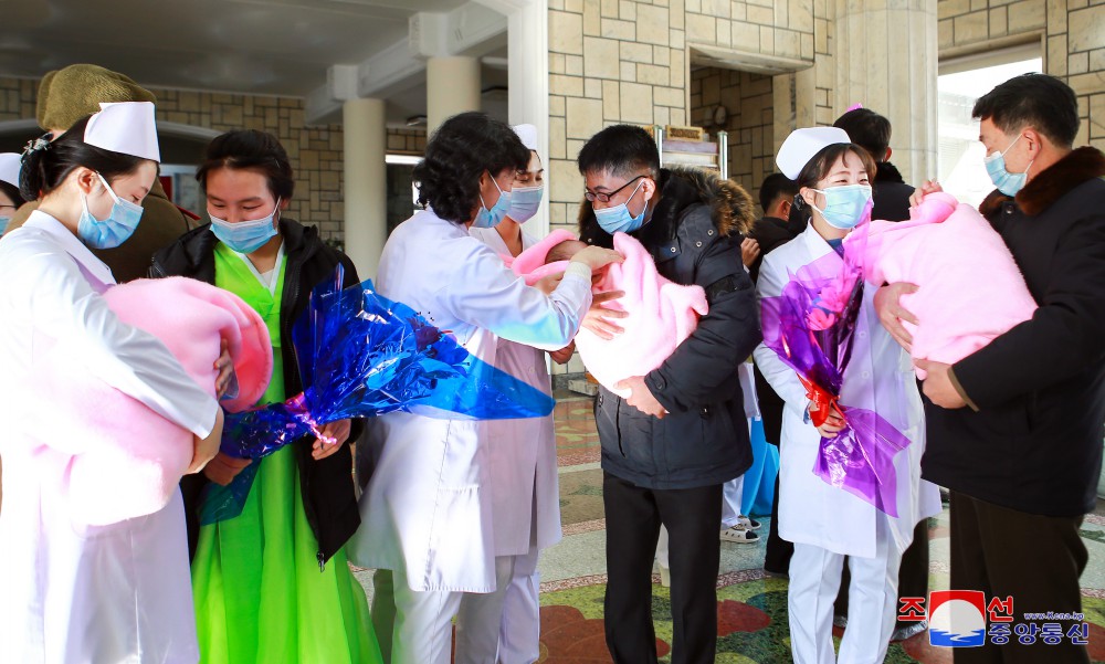 Triplets Leave Pyongyang Maternity Hospital