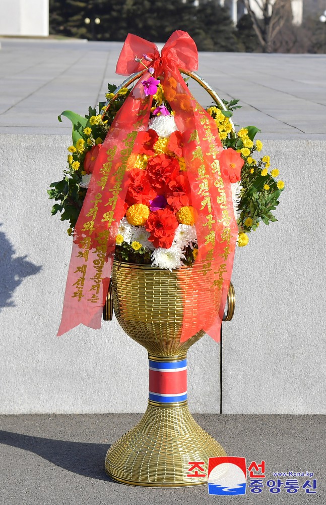 Floral Tribute Paid to Statues of Great Leaders