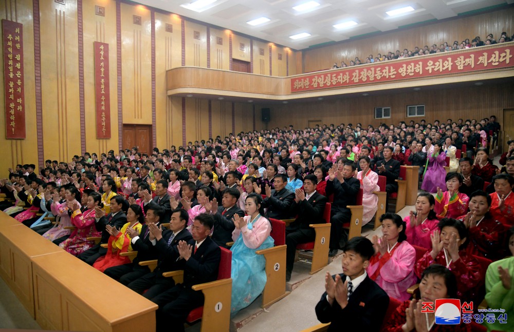 경애하는 김정은동지를 조선민주주의인민공화국무력 최고사령관으로 높이 모신 13돐 경축모임 근로단체들에서 진행