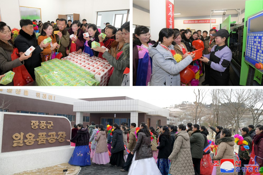 People of Jangphung County, Kaesong Municipality of DPRK Celebrate Inauguration of Regional-Industry Factories