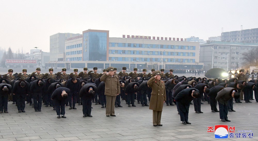 Floral Tribute Paid to Statues of Great Leaders