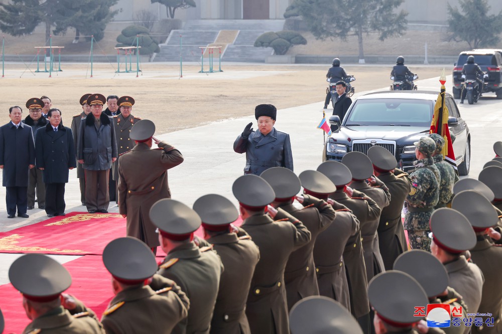 Respected Comrade Kim Jong Un Inspects Kang Kon Military Academy