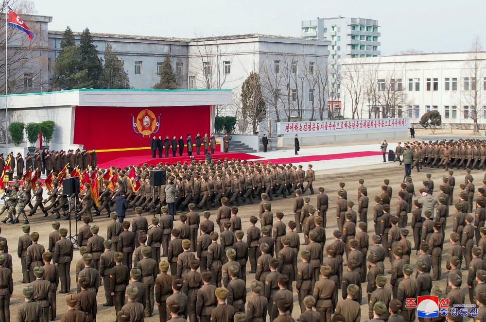 Respected Comrade Kim Jong Un Inspects Kang Kon Military Academy