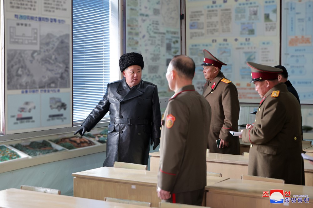 Respected Comrade Kim Jong Un Inspects Kang Kon Military Academy