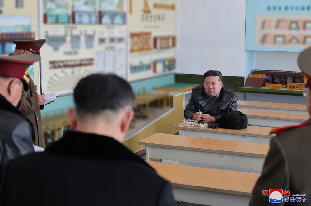 Respected Comrade Kim Jong Un Inspects Kang Kon Military Academy