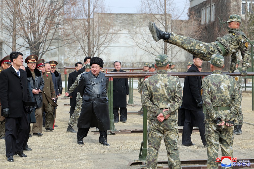 Respected Comrade Kim Jong Un Inspects Kang Kon Military Academy