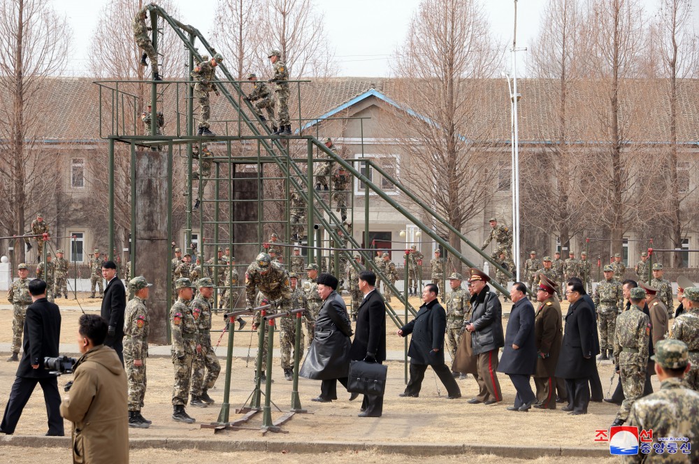 Respected Comrade Kim Jong Un Inspects Kang Kon Military Academy