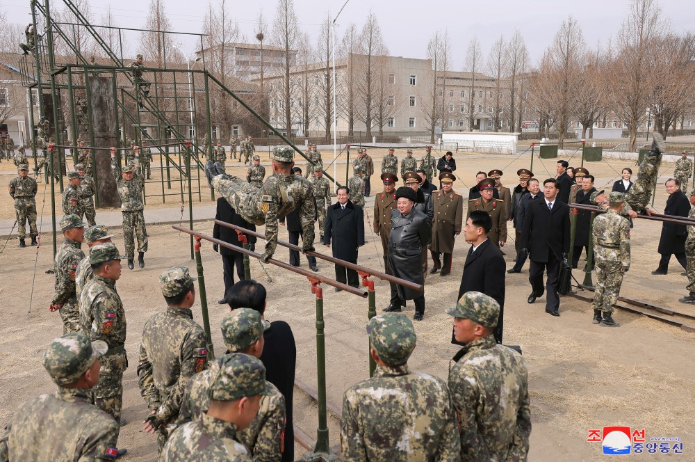 Respected Comrade Kim Jong Un Inspects Kang Kon Military Academy