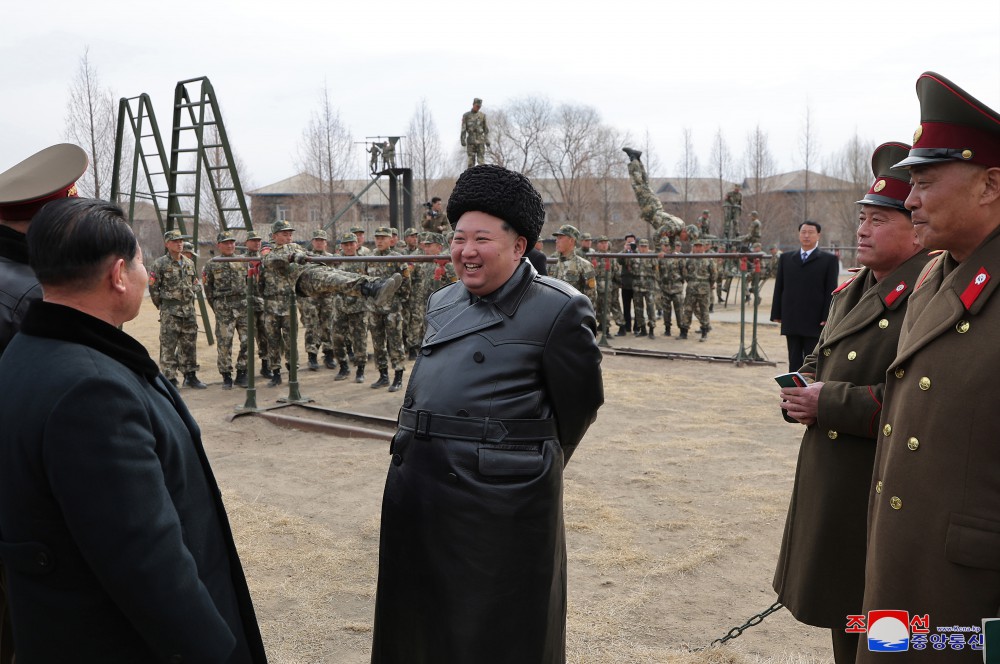 Respected Comrade Kim Jong Un Inspects Kang Kon Military Academy