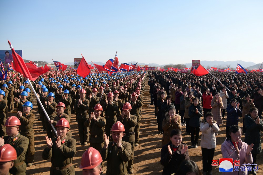 Groundbreaking Ceremony of Regional-industry Factories and Grain Management Station of Hwangju County for Regional Development 20×10 Policy Held in DPRK