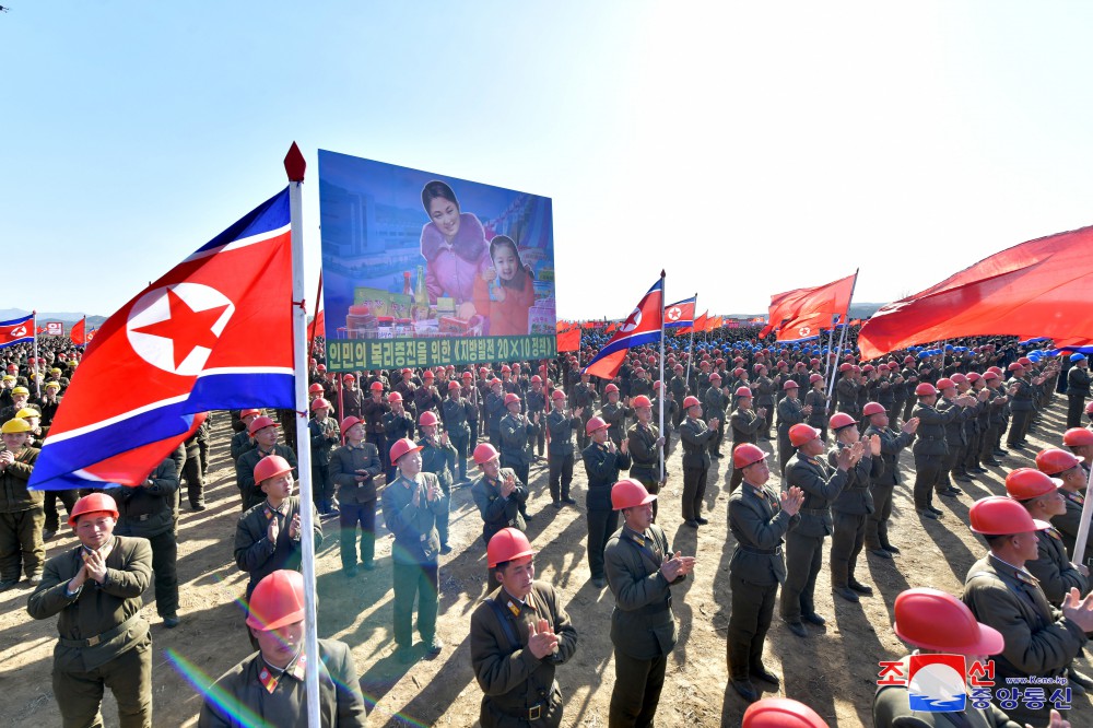 Groundbreaking Ceremony of Regional-industry Factories and Grain Management Station of Hwangju County for Regional Development 20×10 Policy Held in DPRK