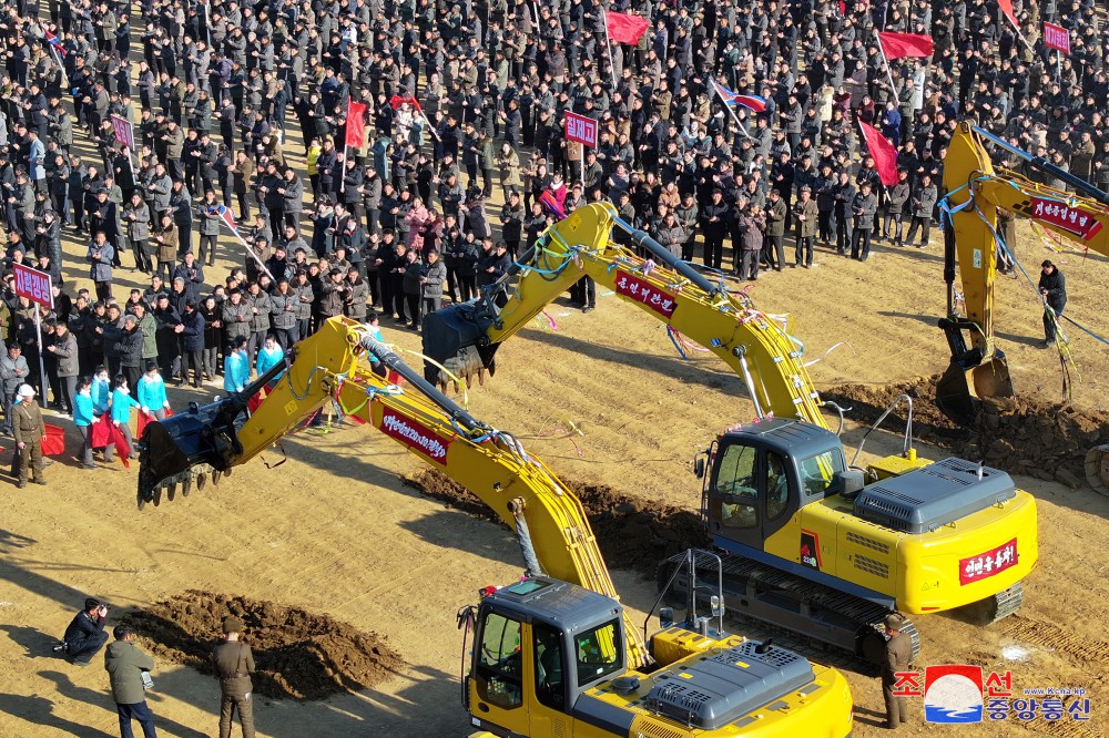 Groundbreaking Ceremony of Regional-industry Factories and Grain Management Station of Hwangju County for Regional Development 20×10 Policy Held in DPRK