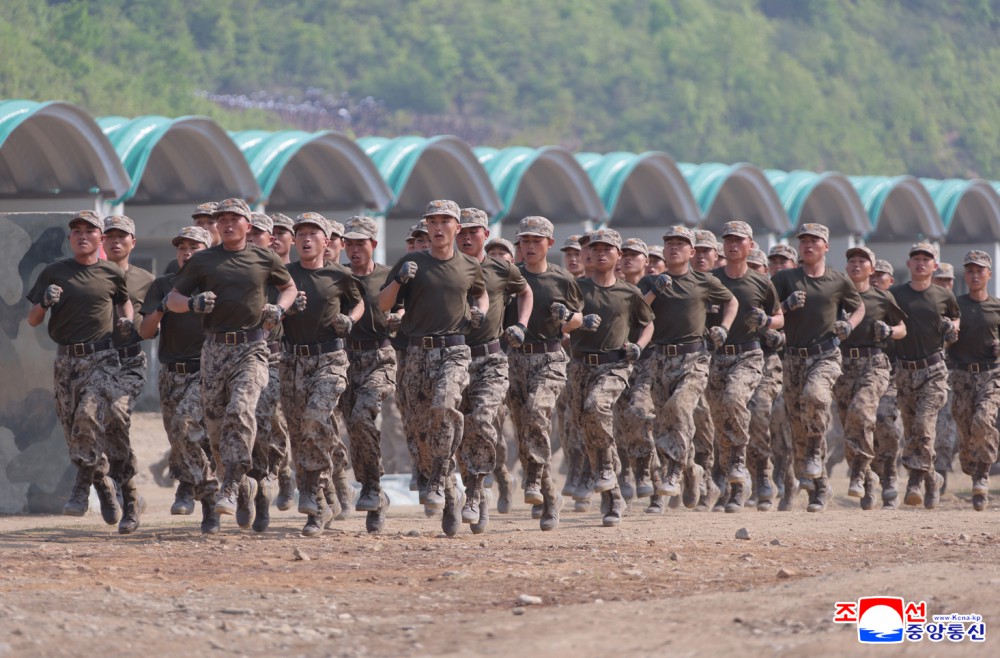 Respected Comrade Kim Jong Un Inspects Combined Tactical Drill of Different Arms Conducted under Training Course of Conference of Training Officers of KPA