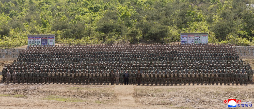 Respected Comrade Kim Jong Un Inspects Combined Tactical Drill of Different Arms Conducted under Training Course of Conference of Training Officers of KPA